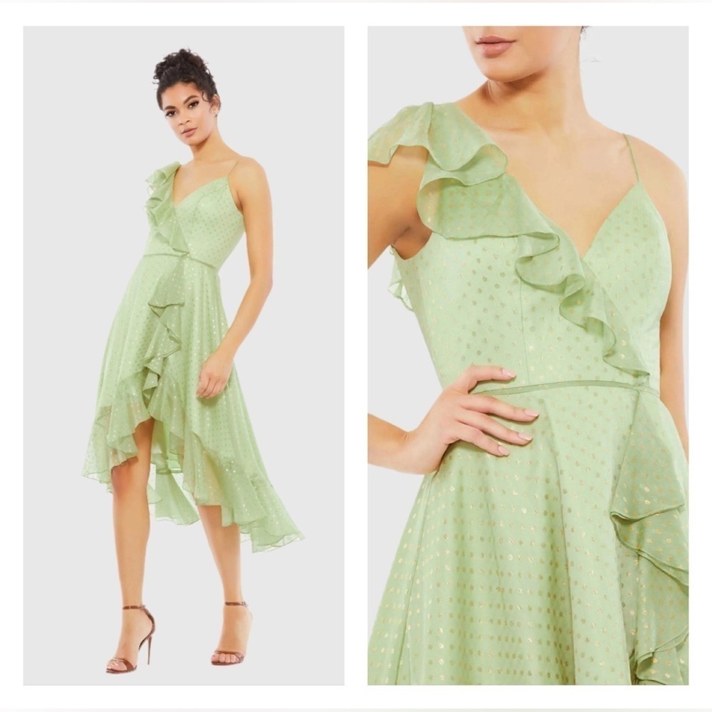 IEENA FOR MAC DUGGAL 70163 NWT Ruffled Faux Wrap Midi Dress